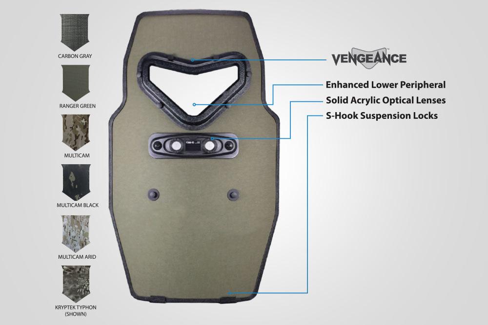 VENGEANCE hard armor shield with tridextrous handle