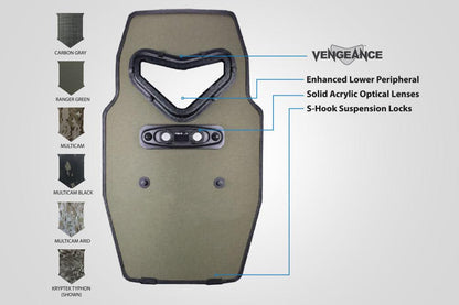 VENGEANCE hard armor shield with tridextrous handle